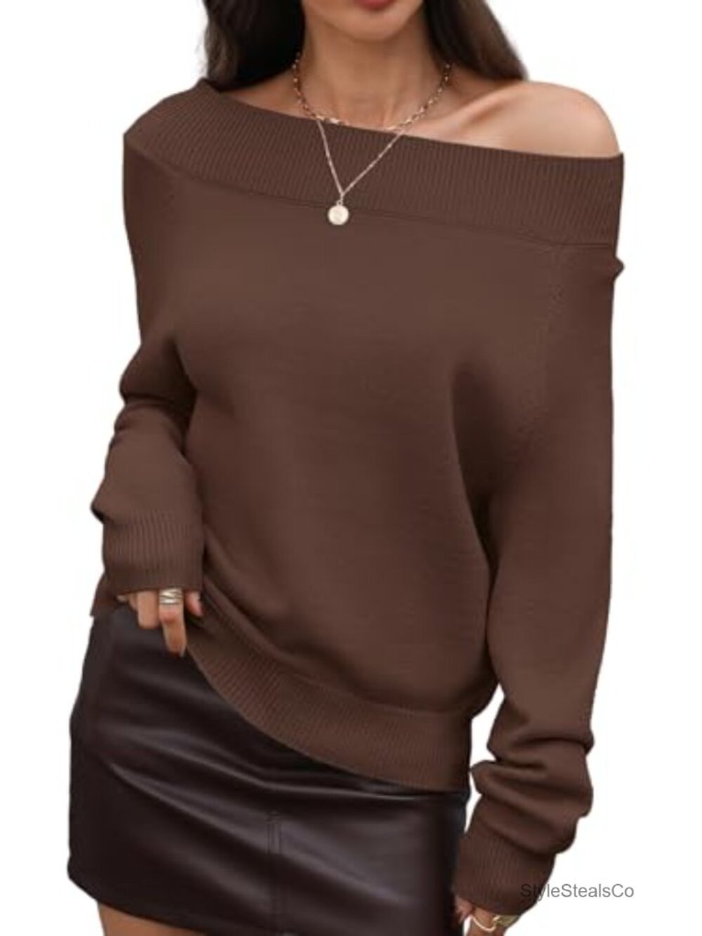 Women's Off Shoulder Sweater Long Sleeve One Shoulder Pullover
